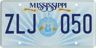 MS license plate ZLJ050