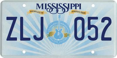 MS license plate ZLJ052