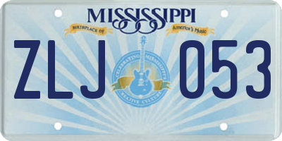 MS license plate ZLJ053