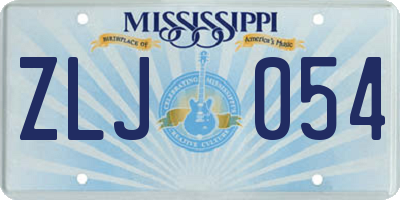 MS license plate ZLJ054