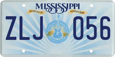 MS license plate ZLJ056