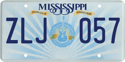 MS license plate ZLJ057