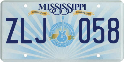 MS license plate ZLJ058