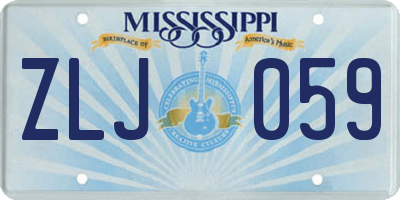 MS license plate ZLJ059