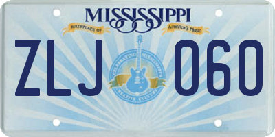 MS license plate ZLJ060