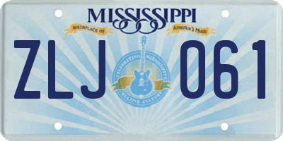 MS license plate ZLJ061