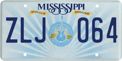 MS license plate ZLJ064