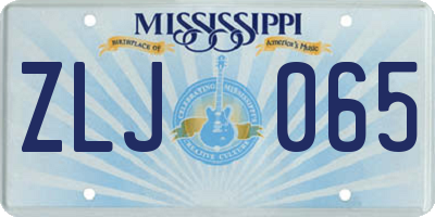 MS license plate ZLJ065