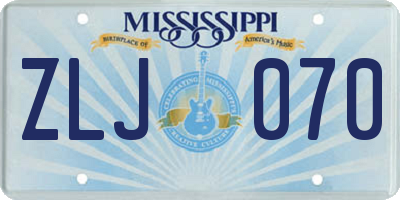 MS license plate ZLJ070