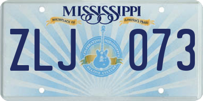 MS license plate ZLJ073