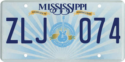 MS license plate ZLJ074