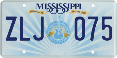 MS license plate ZLJ075