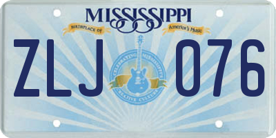 MS license plate ZLJ076