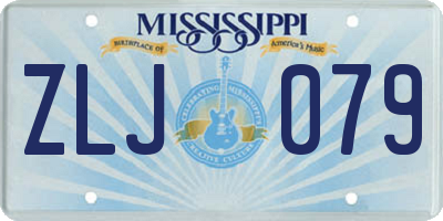 MS license plate ZLJ079