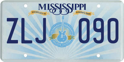 MS license plate ZLJ090