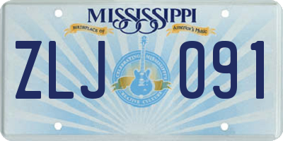 MS license plate ZLJ091