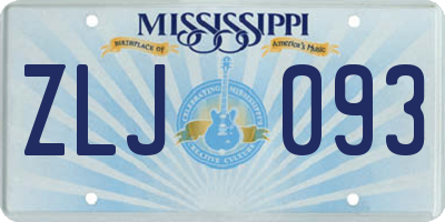 MS license plate ZLJ093