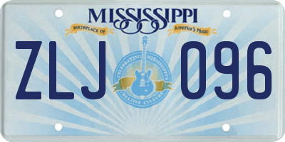 MS license plate ZLJ096