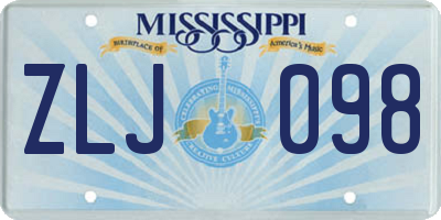 MS license plate ZLJ098