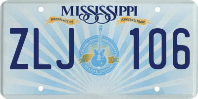 MS license plate ZLJ106