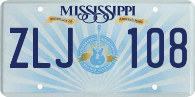 MS license plate ZLJ108