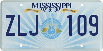 MS license plate ZLJ109