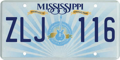 MS license plate ZLJ116