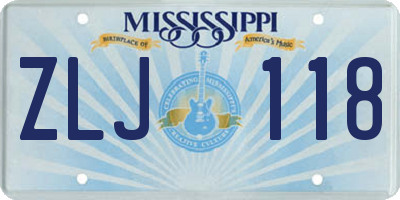 MS license plate ZLJ118