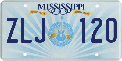 MS license plate ZLJ120