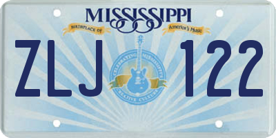 MS license plate ZLJ122