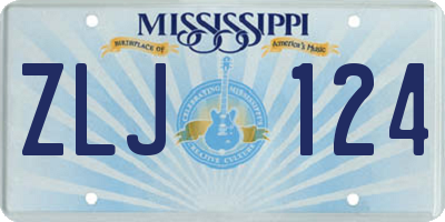 MS license plate ZLJ124