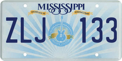 MS license plate ZLJ133