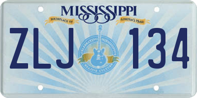 MS license plate ZLJ134