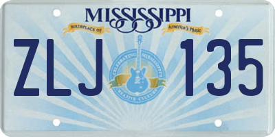 MS license plate ZLJ135