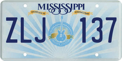 MS license plate ZLJ137