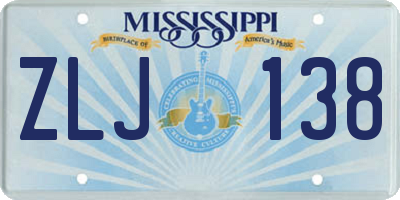 MS license plate ZLJ138