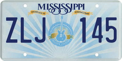 MS license plate ZLJ145