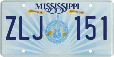 MS license plate ZLJ151