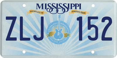 MS license plate ZLJ152