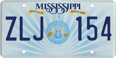 MS license plate ZLJ154