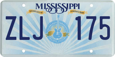 MS license plate ZLJ175