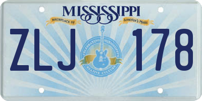 MS license plate ZLJ178