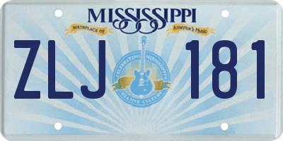 MS license plate ZLJ181