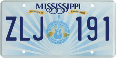 MS license plate ZLJ191