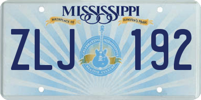 MS license plate ZLJ192