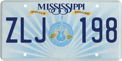 MS license plate ZLJ198