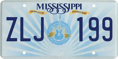 MS license plate ZLJ199