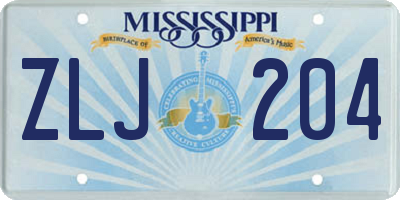 MS license plate ZLJ204