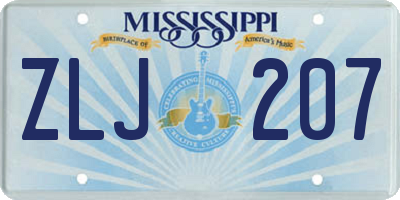 MS license plate ZLJ207
