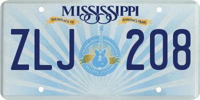 MS license plate ZLJ208